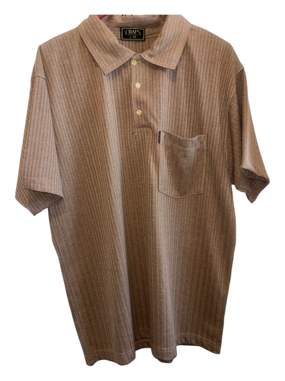 Vintage Chaps Tan/Brown Short -Sleeve Polo with Chest Pocket